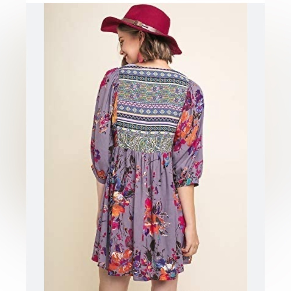 Umgee Twirly Girl Floral Print Mini Dress - Picture 2 of 8